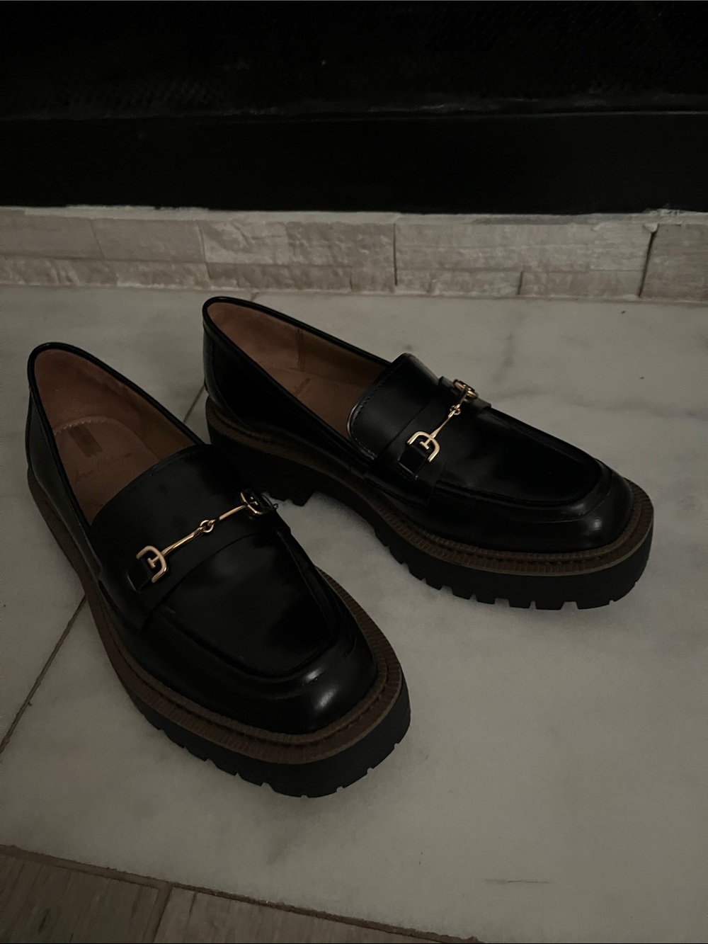 Sam Edelman Black Leather Bit Loafers with Gold Hardware women shoes - Picture 7 of 7